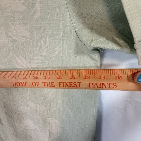 JAMAICA JAXX Mens 100% Silk SIZE LARGE Palm Hawaiian Button Camp Shirt Green - Picture 7 of 8